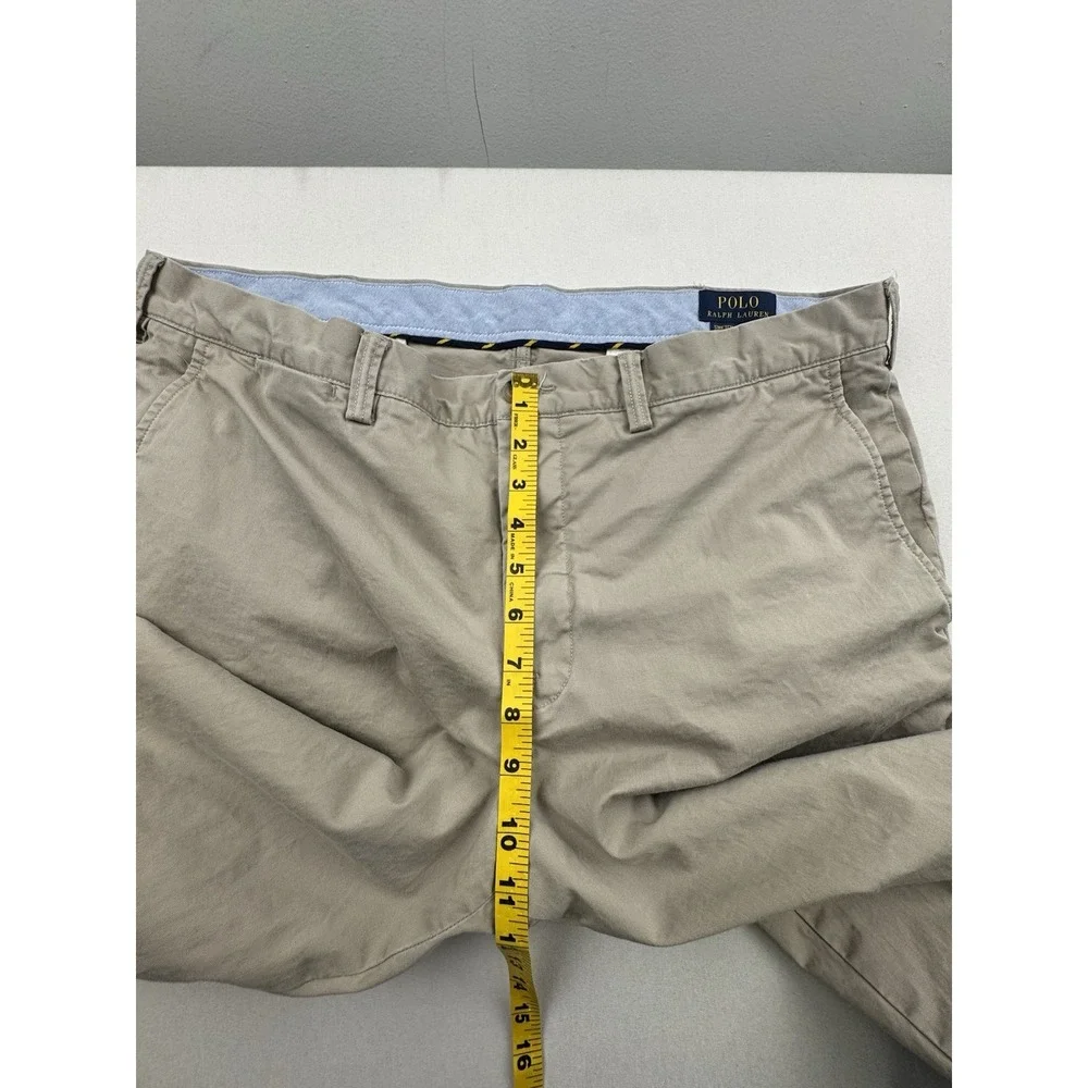 Polo Ralph Lauren Chino Pants Sz 38x30 Beige Flat Front‎ Stretch Straight Fit